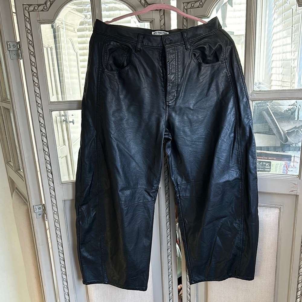 We The Free Good Luck Vegan Barrel Leather Trousers